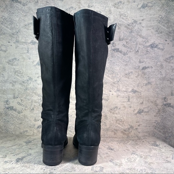 Paul Green Women's Black Suede Leather Buckle Zippered Tall Boots - Picture 7 of 15